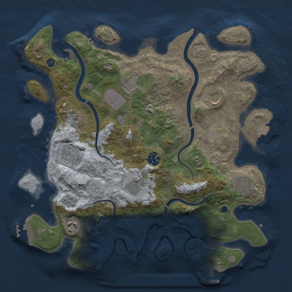 Rust Map: Procedural Map, Size: 3500, Seed: 1392203728, 14 Monuments