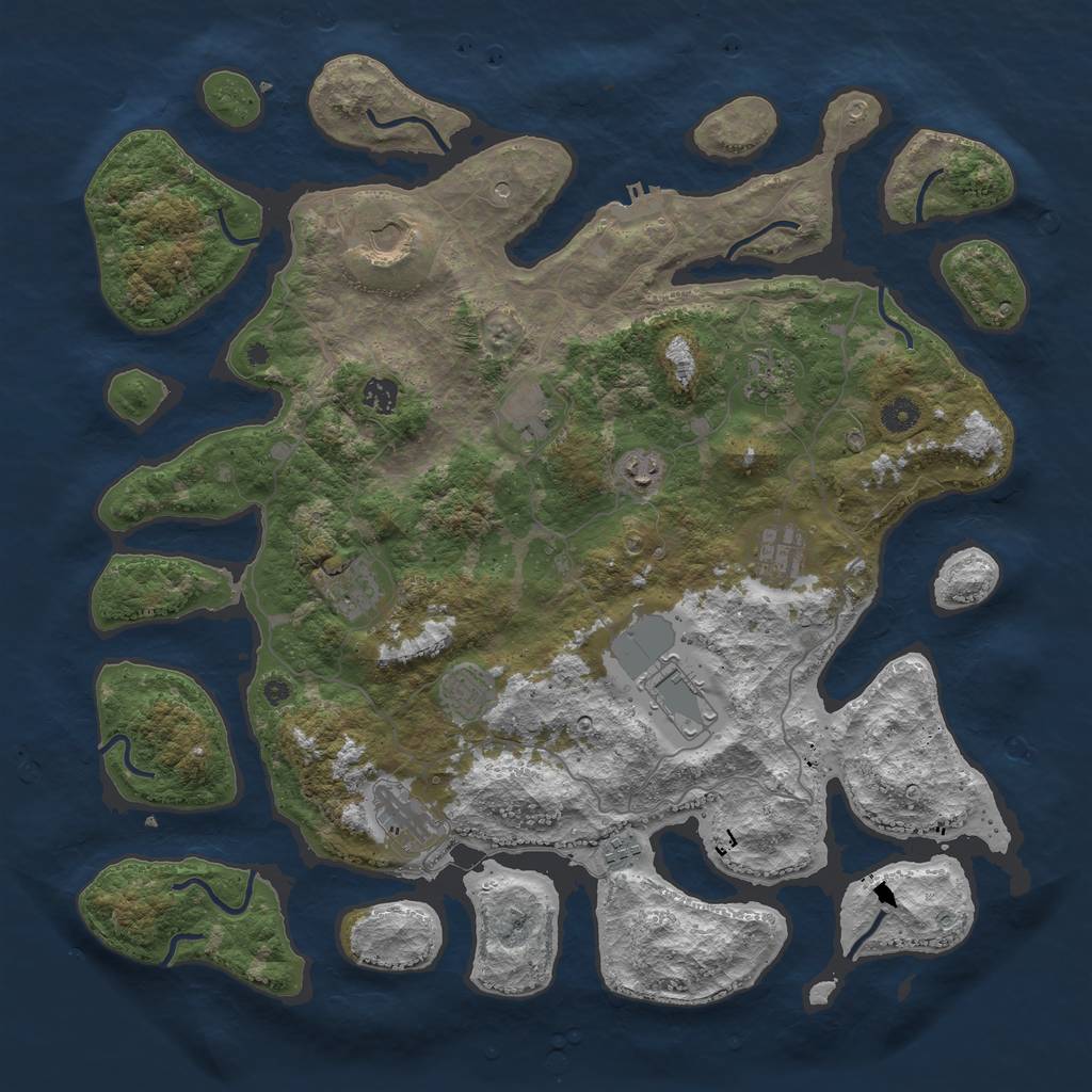 Rust Map: Procedural Map, Size: 4500, Seed: 1118330979, 15 Monuments