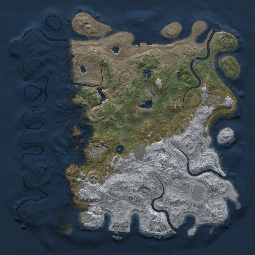 Rust Map: Procedural Map, Size: 4500, Seed: 1118330979, 14 Monuments