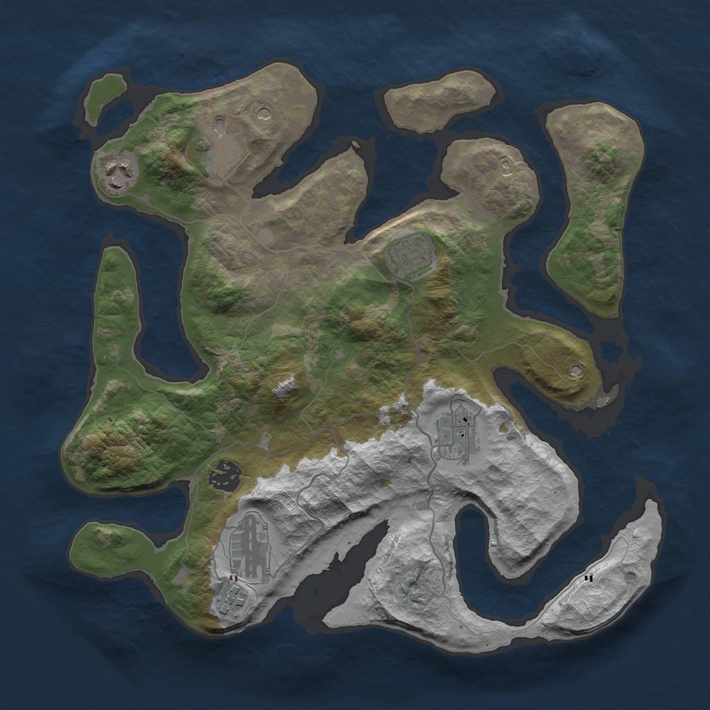 Rust Map: Barren, Size: 3400, Seed: 39923582, 10 Monuments