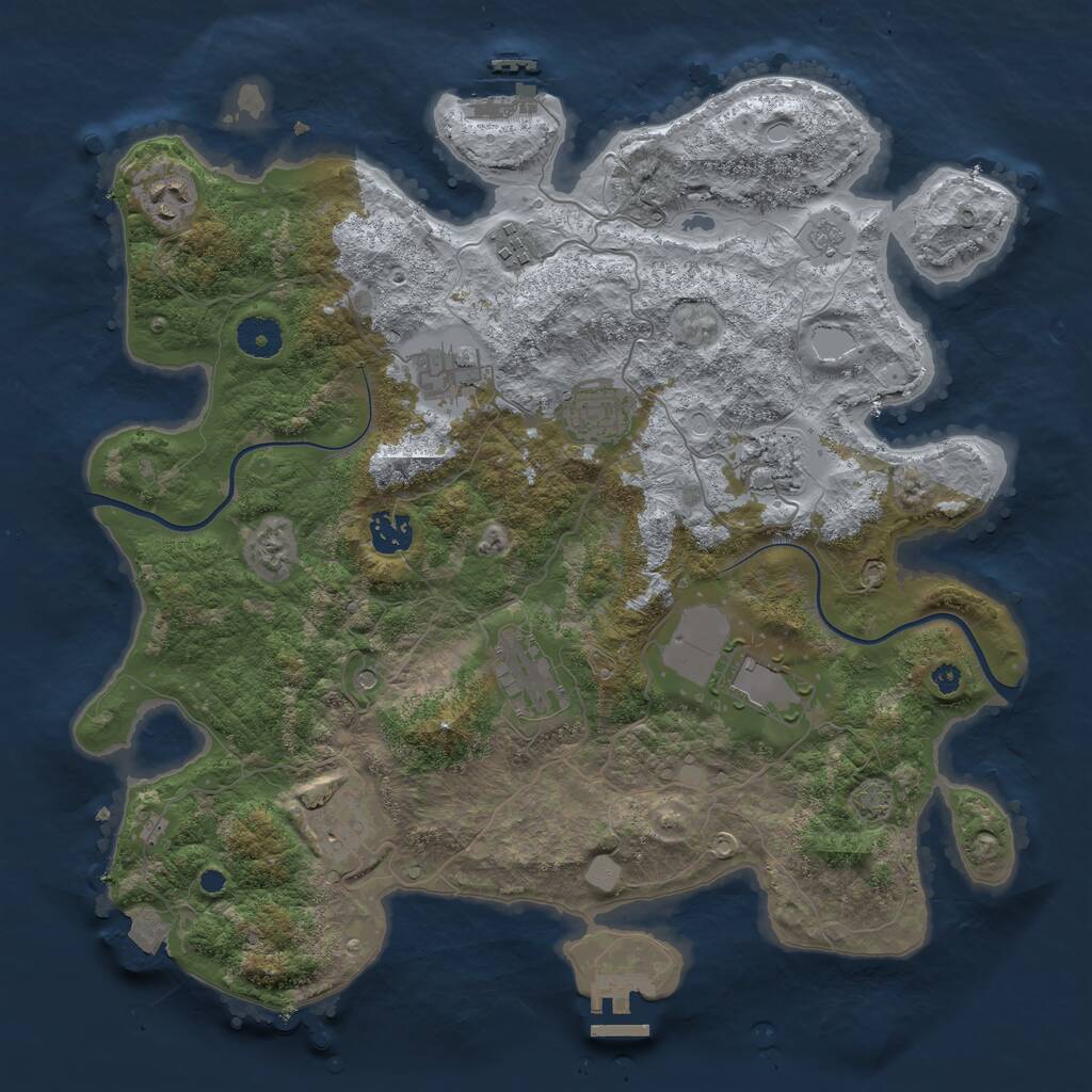Rust Map: Procedural Map, Size: 3750, Seed: 447458943, 15 Monuments
