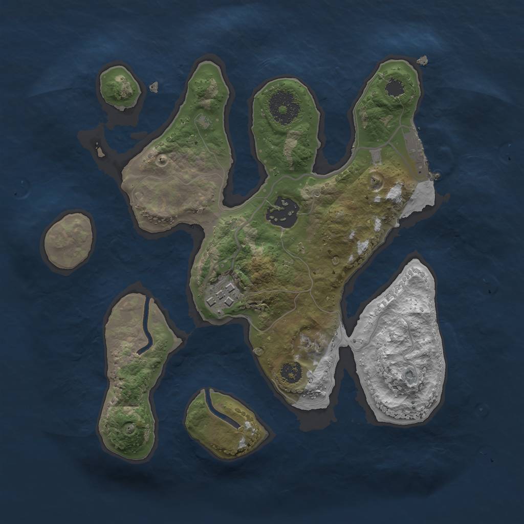 Rust Map: Procedural Map, Size: 2500, Seed: 849403193, 5 Monuments