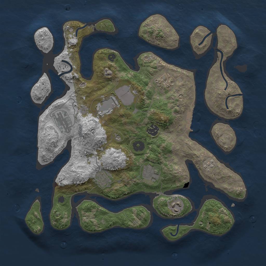 Rust Map: Procedural Map, Size: 3500, Seed: 16524, 12 Monuments