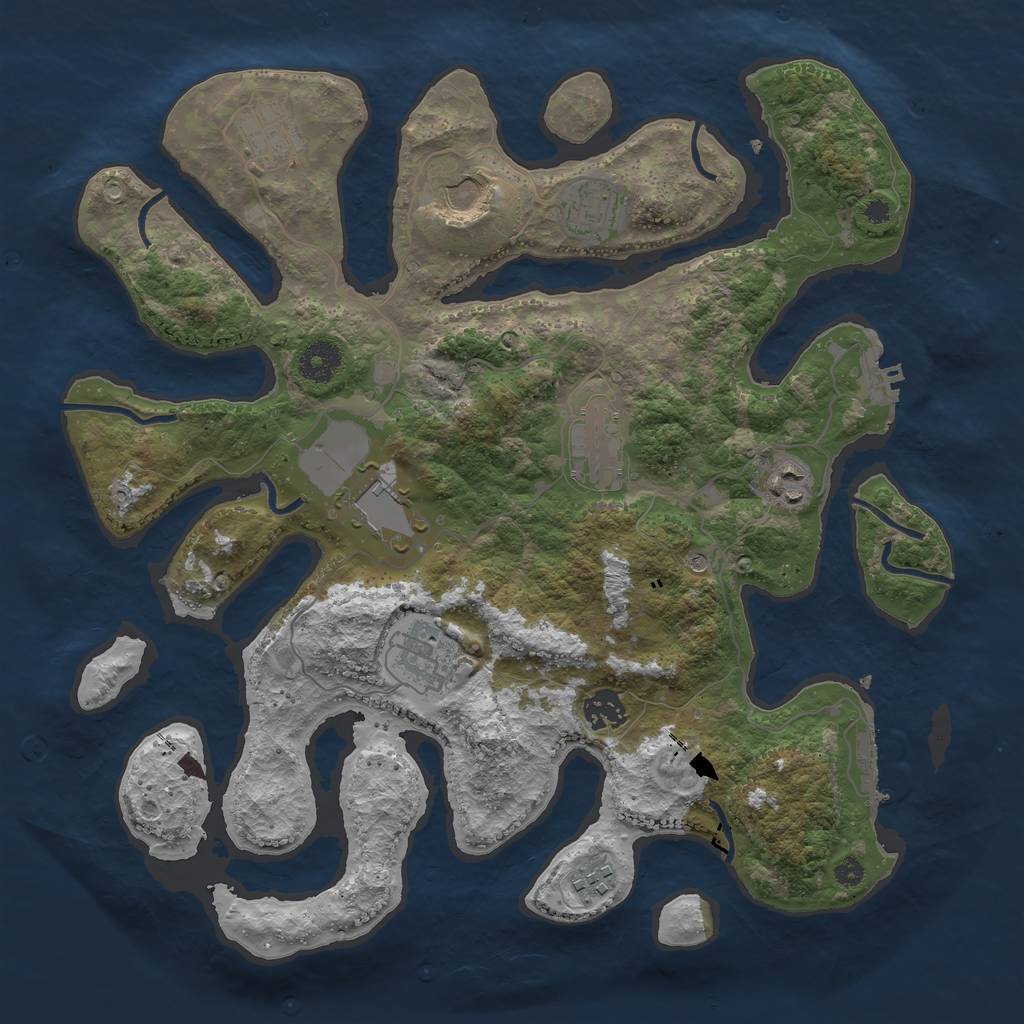 Rust Map: Procedural Map, Size: 3700, Seed: 2605337, 14 Monuments