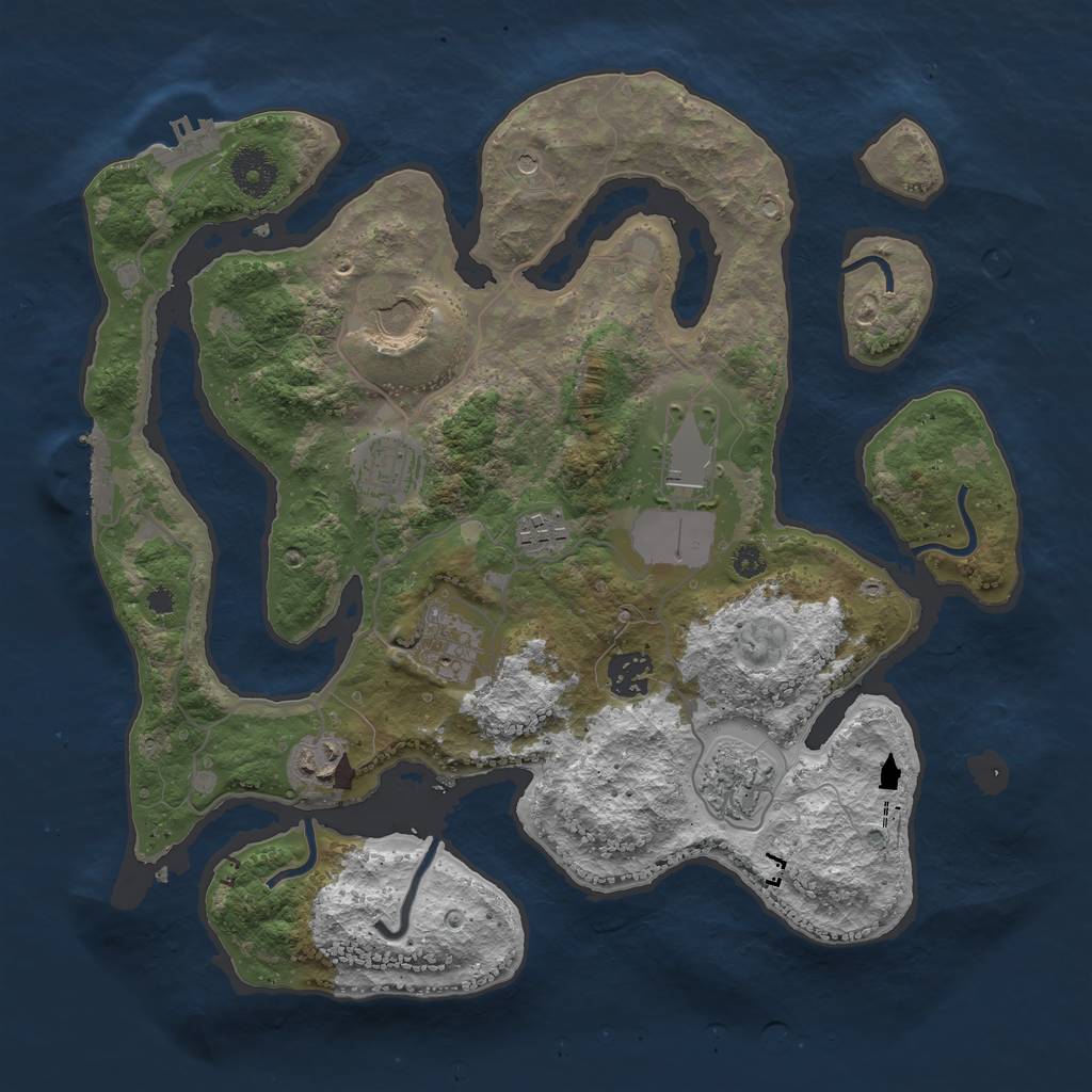 Rust Map: Procedural Map, Size: 3500, Seed: 233877, 13 Monuments