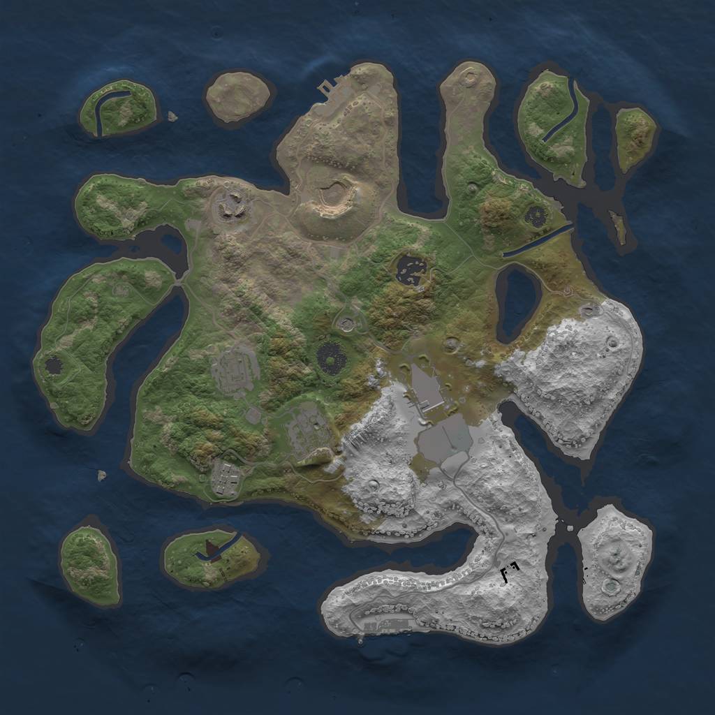 Rust Map: Procedural Map, Size: 3500, Seed: 24592, 12 Monuments