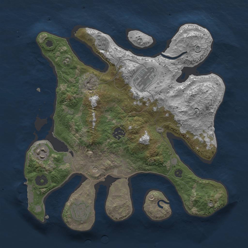 Rust Map: Procedural Map, Size: 3100, Seed: 214267, 9 Monuments