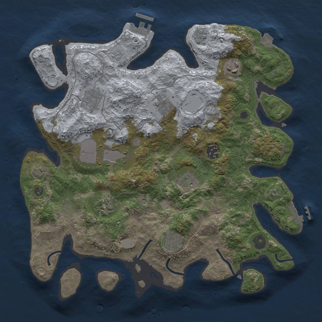 Rust Map: Procedural Map, Size: 3500, Seed: 12469098, 15 Monuments