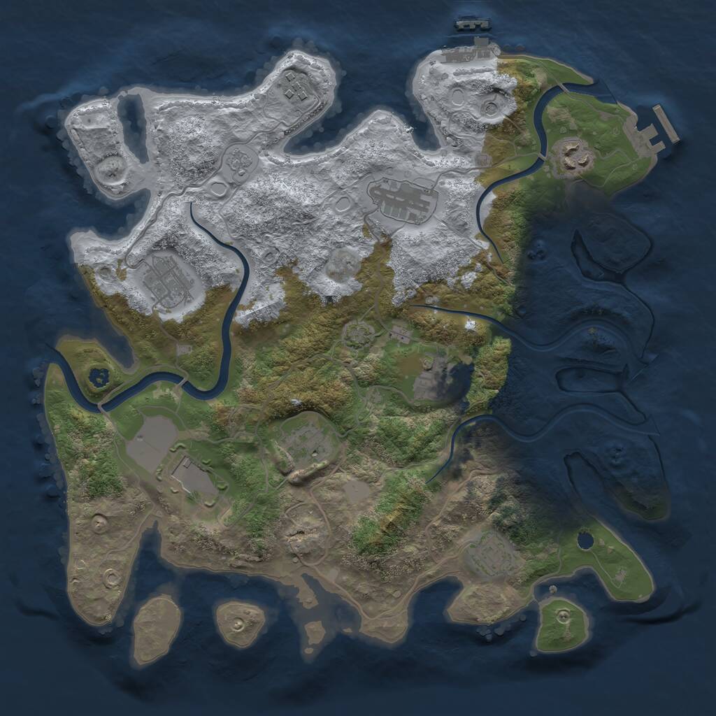 Rust Map: Procedural Map, Size: 3500, Seed: 12469098, 14 Monuments