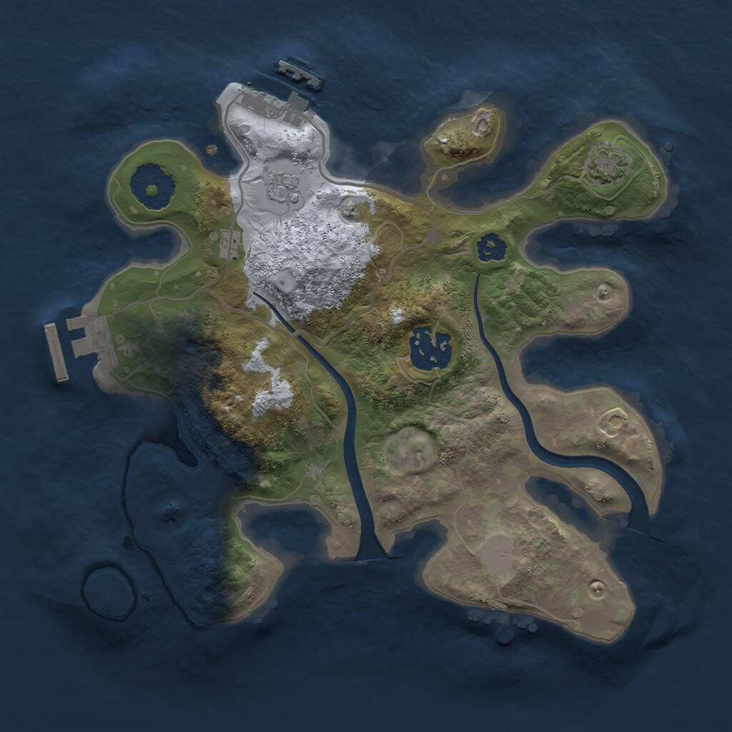 Rust Map: Procedural Map, Size: 2500, Seed: 15644, 6 Monuments