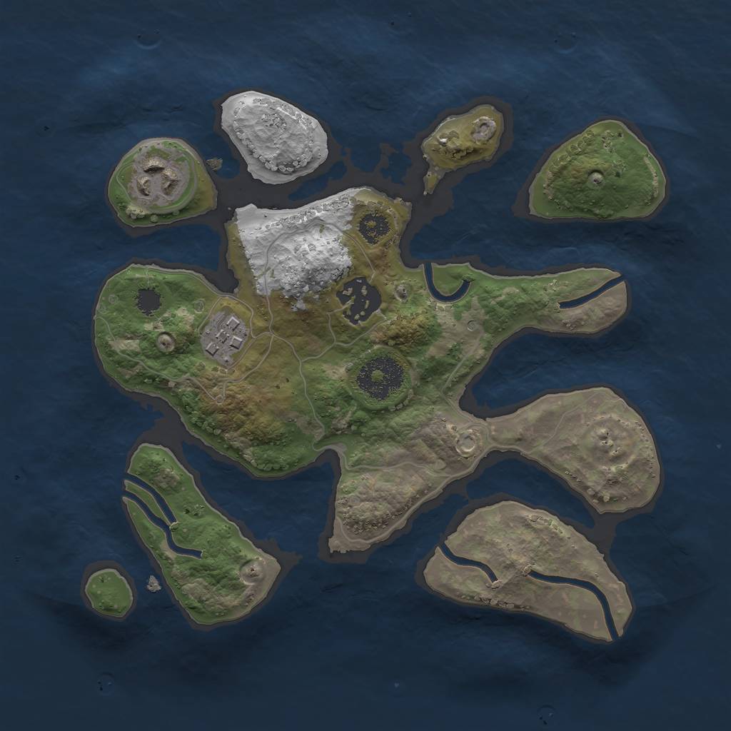 Rust Map: Procedural Map, Size: 2500, Seed: 15644, 5 Monuments