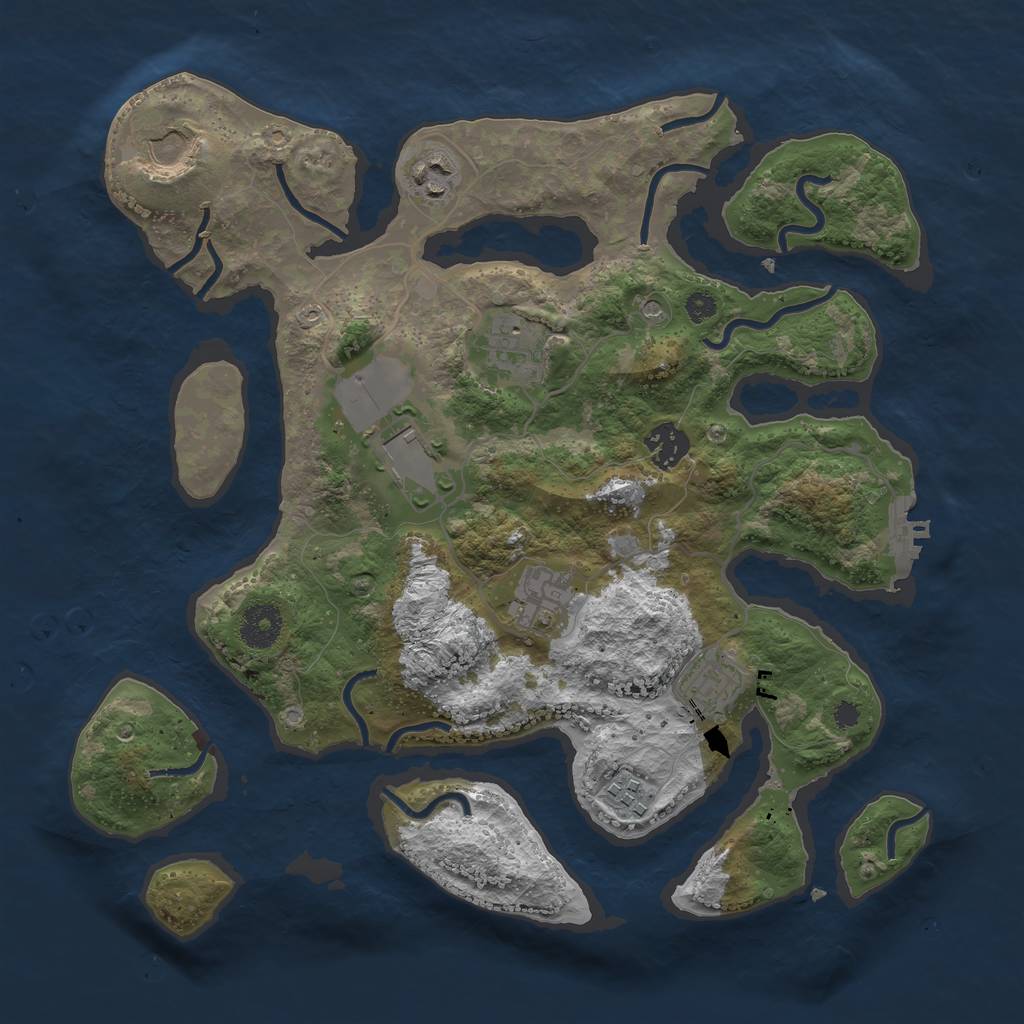 Rust Map: Procedural Map, Size: 3500, Seed: 13583, 12 Monuments