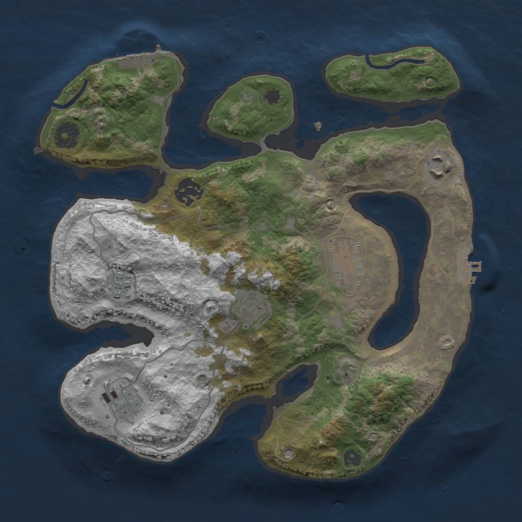 Rust Map: Procedural Map, Size: 3000, Seed: 77551956, 10 Monuments