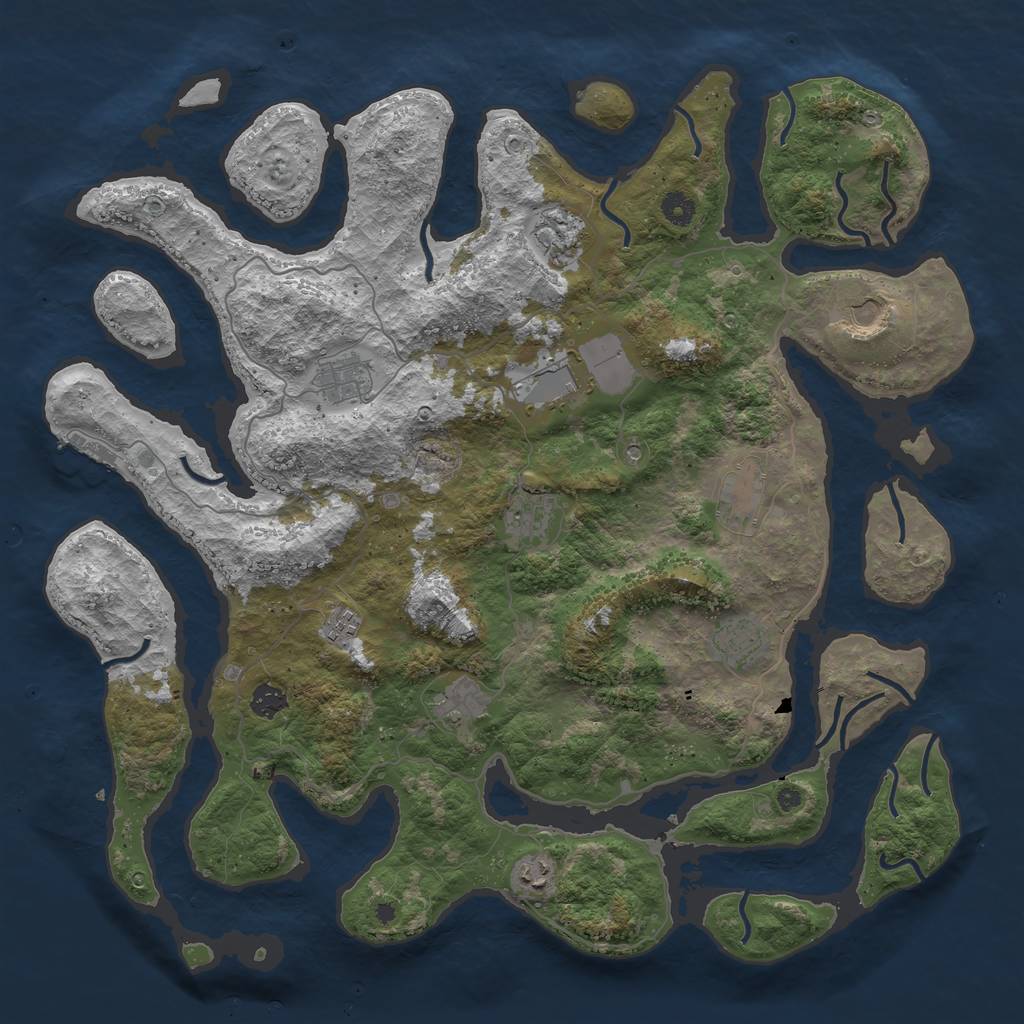 Rust Map: Procedural Map, Size: 4500, Seed: 1082393230, 15 Monuments