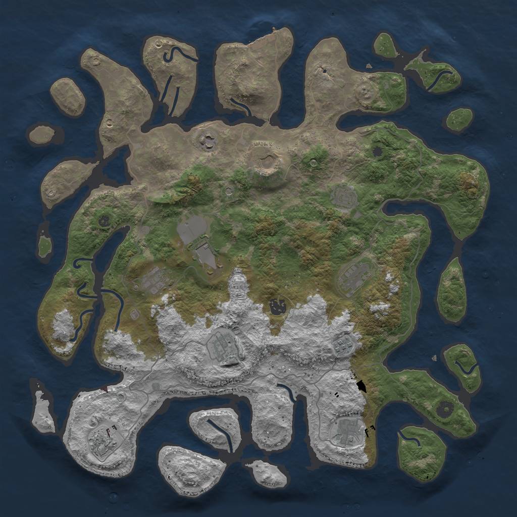 Rust Map: Procedural Map, Size: 4500, Seed: 9876514, 15 Monuments