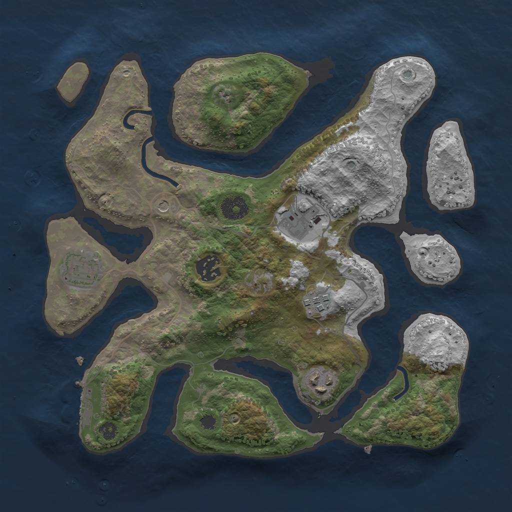 Rust Map: Procedural Map, Size: 3000, Seed: 1584597, 9 Monuments