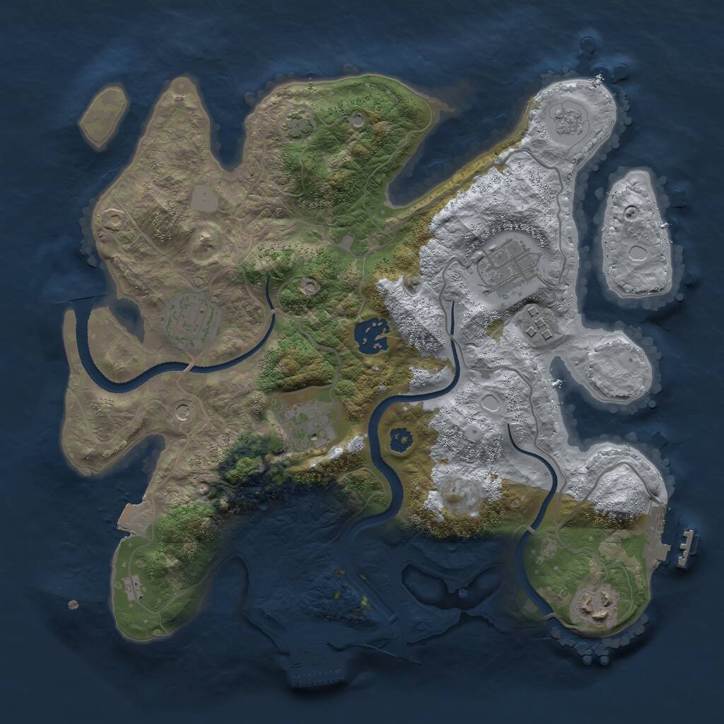 Rust Map: Procedural Map, Size: 3000, Seed: 1584597, 12 Monuments