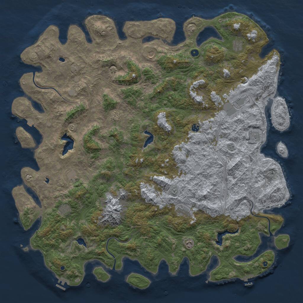 Rust Map: Procedural Map, Size: 6000, Seed: 9856745, 17 Monuments