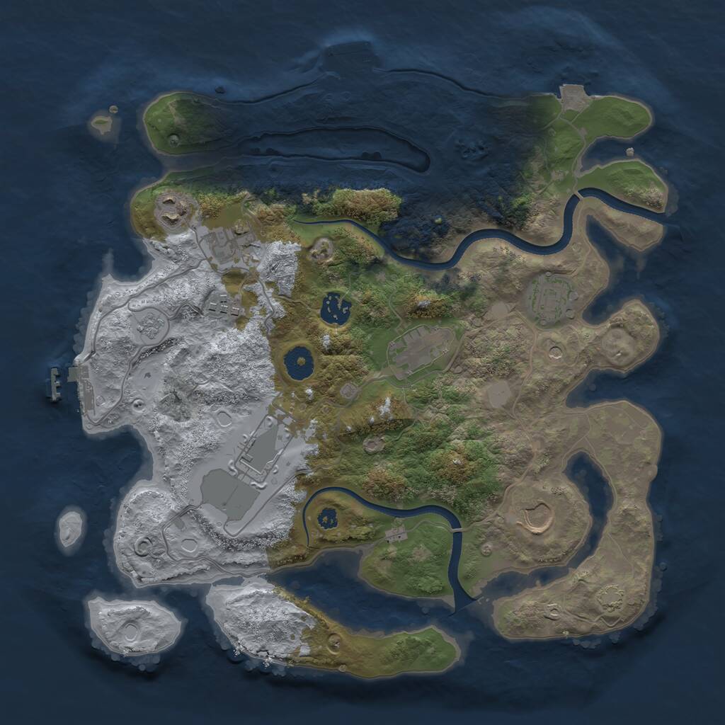Rust Map: Procedural Map, Size: 3500, Seed: 141412125, 14 Monuments