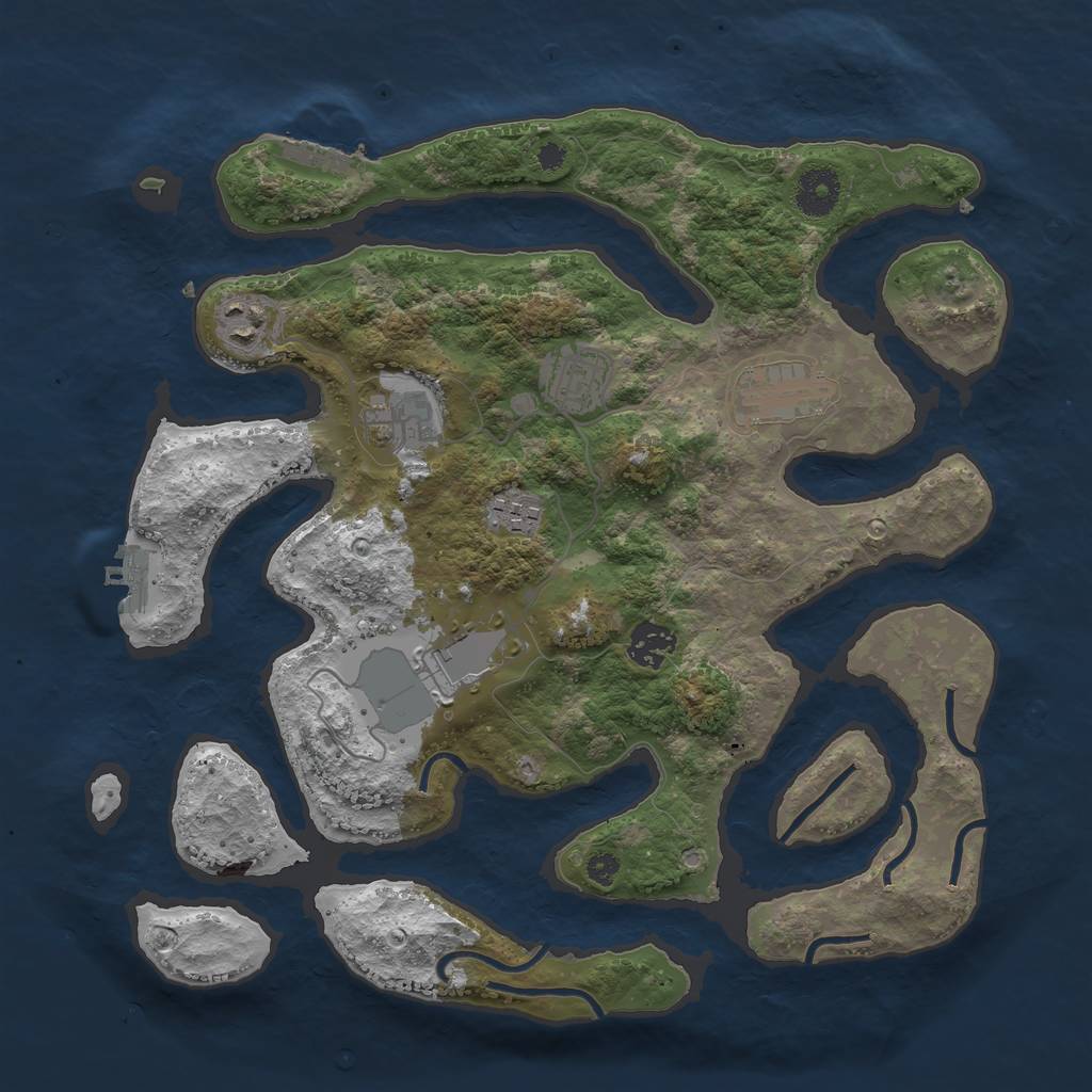 Rust Map: Procedural Map, Size: 3500, Seed: 141412125, 11 Monuments