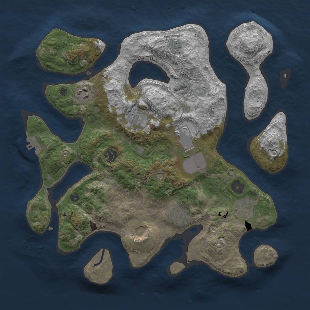 Rust Map: Procedural Map, Size: 3500, Seed: 20414, 12 Monuments