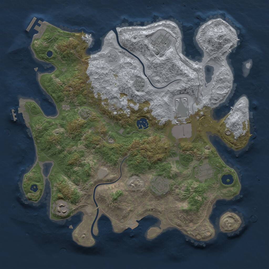 Rust Map: Procedural Map, Size: 3500, Seed: 20414, 13 Monuments