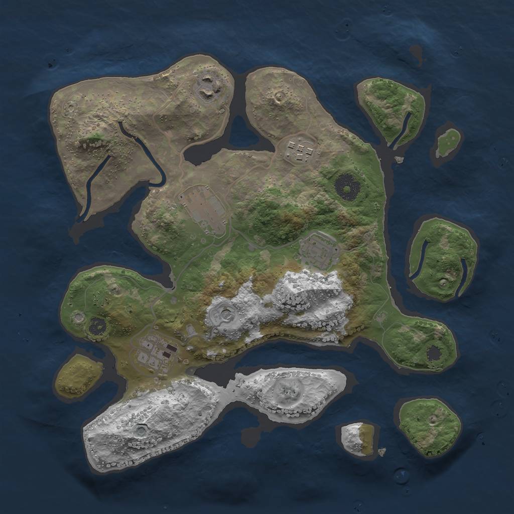 Rust Map: Procedural Map, Size: 3000, Seed: 1345605965, 8 Monuments