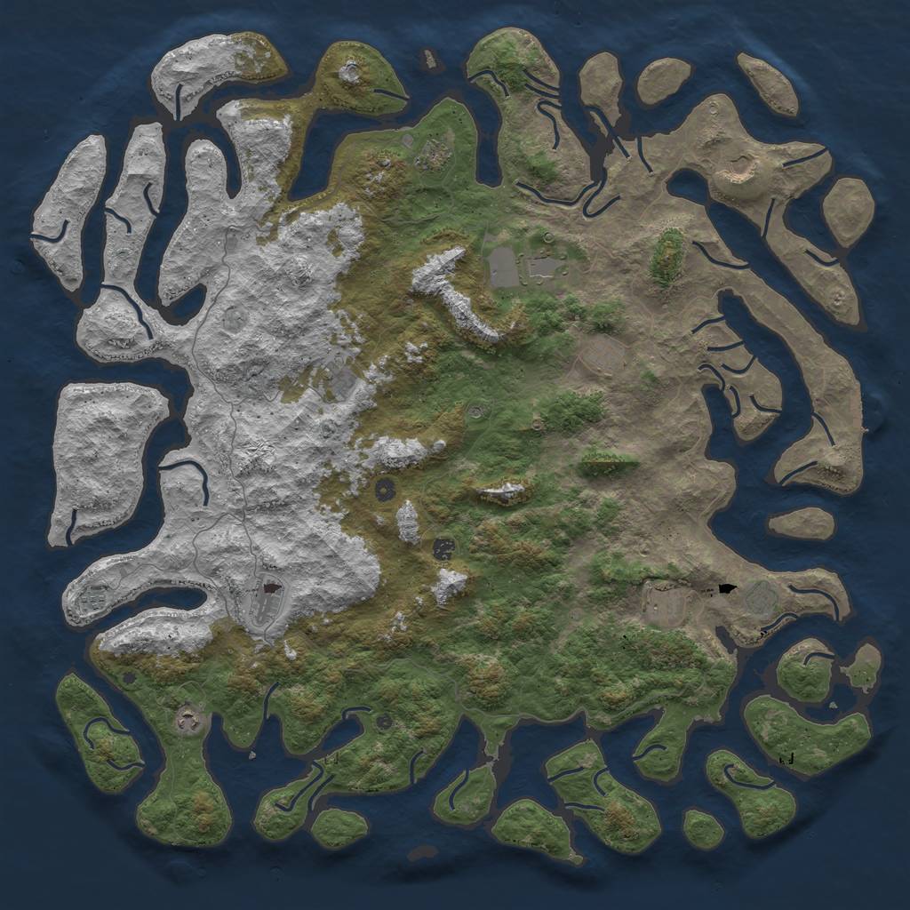 Rust Map: Procedural Map, Size: 6000, Seed: 966530600, 15 Monuments