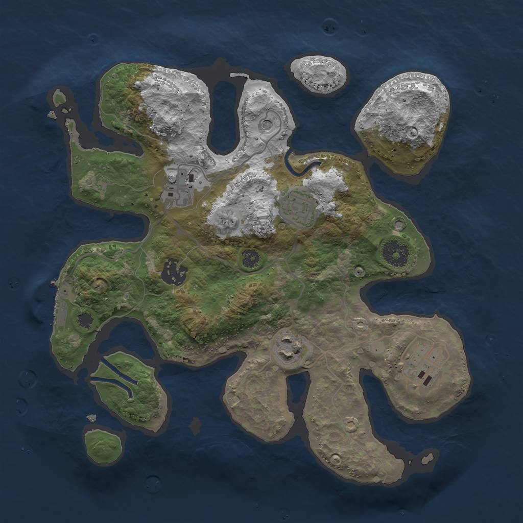 Rust Map: Procedural Map, Size: 3000, Seed: 11582507, 9 Monuments