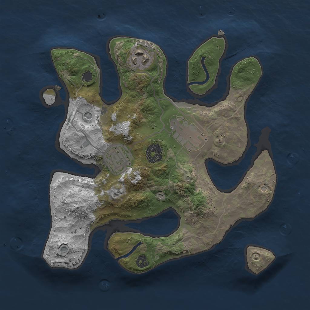 Rust Map: Procedural Map, Size: 2500, Seed: 27645, 6 Monuments