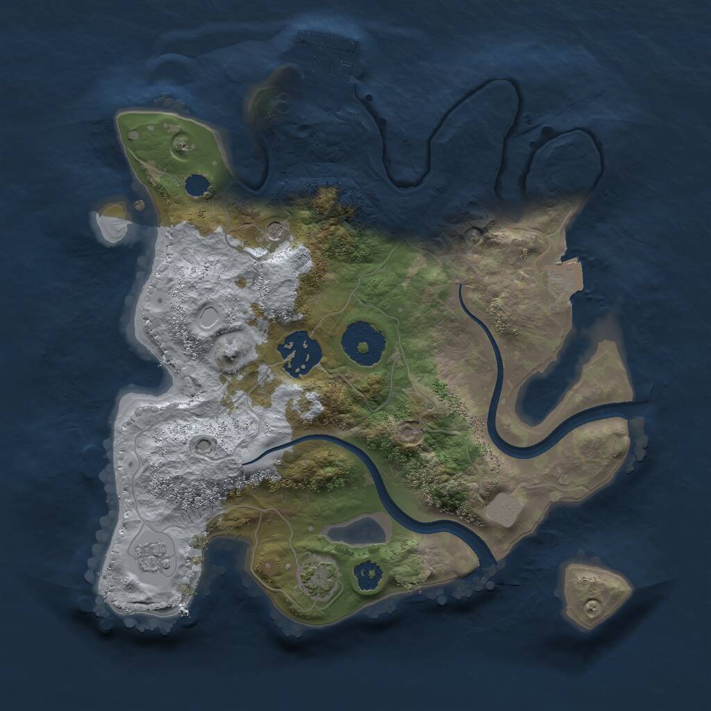Rust Map: Procedural Map, Size: 2500, Seed: 27645, 6 Monuments