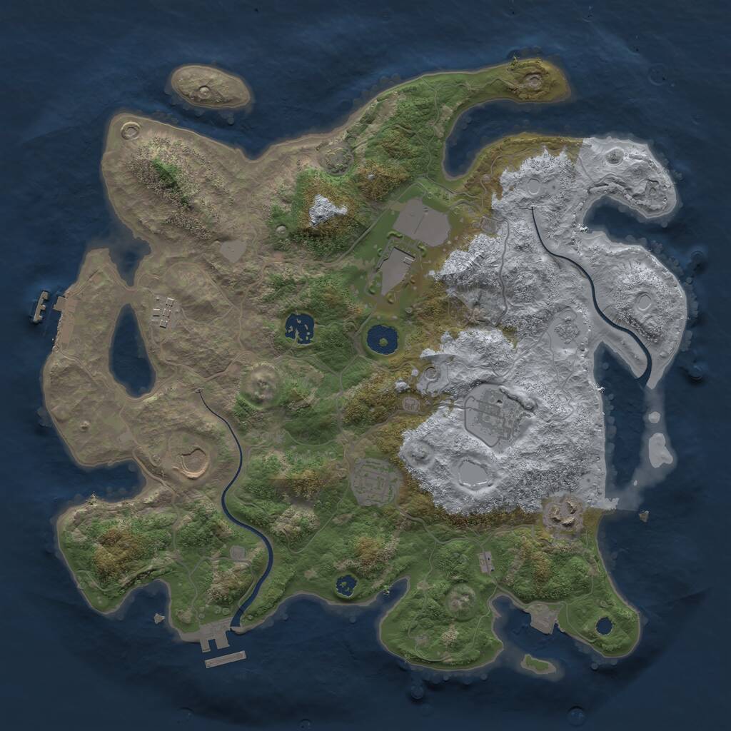 Rust Map: Procedural Map, Size: 3600, Seed: 474883, 13 Monuments