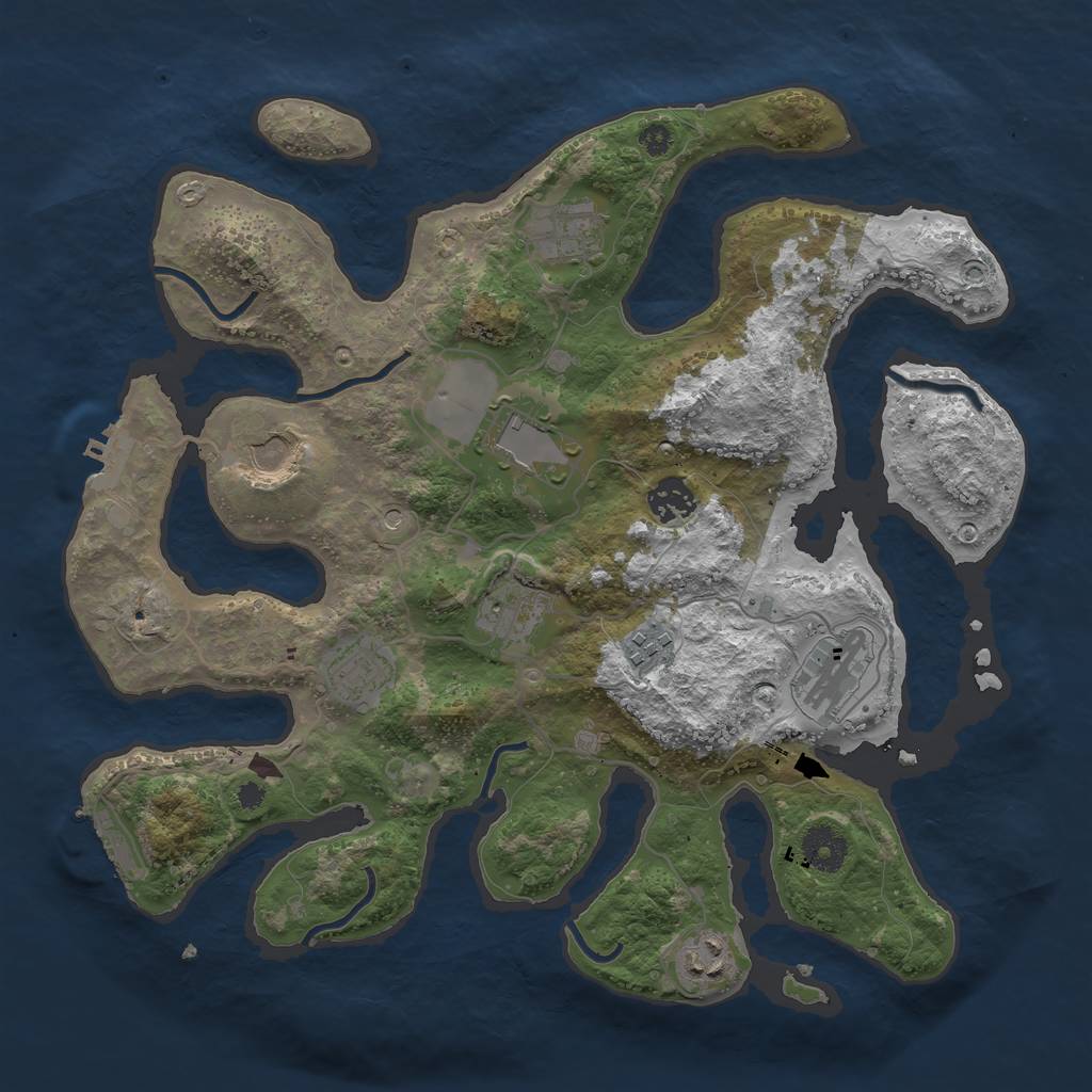 Rust Map: Procedural Map, Size: 3600, Seed: 474883, 14 Monuments