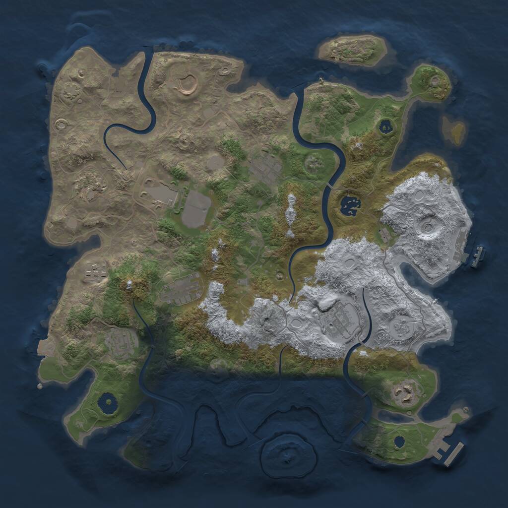 Rust Map: Procedural Map, Size: 3750, Seed: 664435175, 16 Monuments