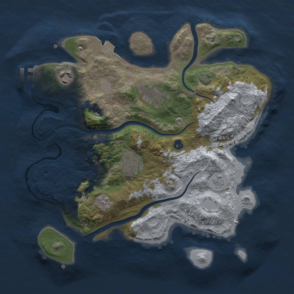 Rust Map: Procedural Map, Size: 3000, Seed: 1831806879, 9 Monuments