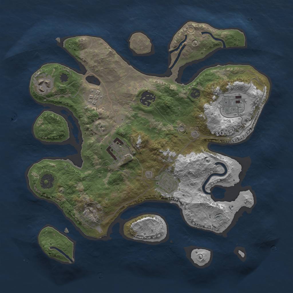 Rust Map: Procedural Map, Size: 3000, Seed: 1831806879, 8 Monuments