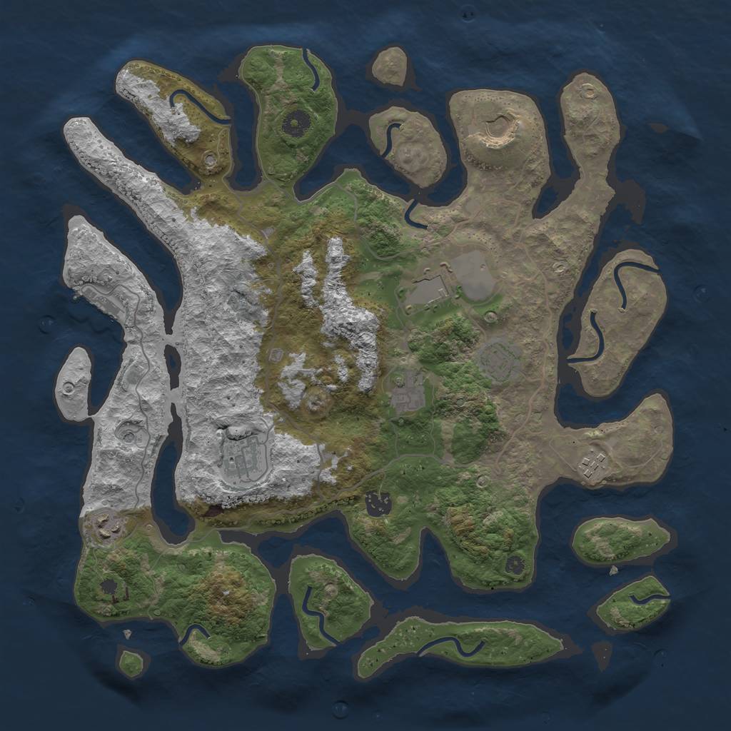 Rust Map: Procedural Map, Size: 4000, Seed: 748440381, 12 Monuments