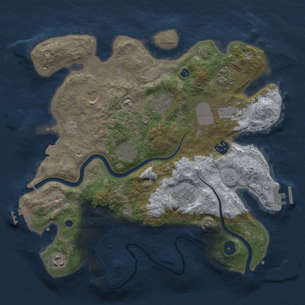 Rust Map: Procedural Map, Size: 3500, Seed: 132737049, 15 Monuments