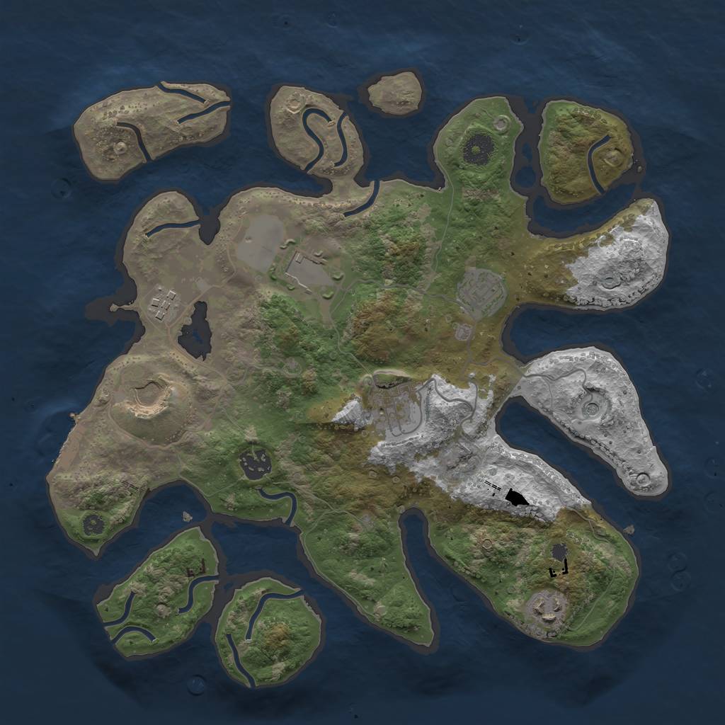 Rust Map: Procedural Map, Size: 3500, Seed: 132737049, 11 Monuments