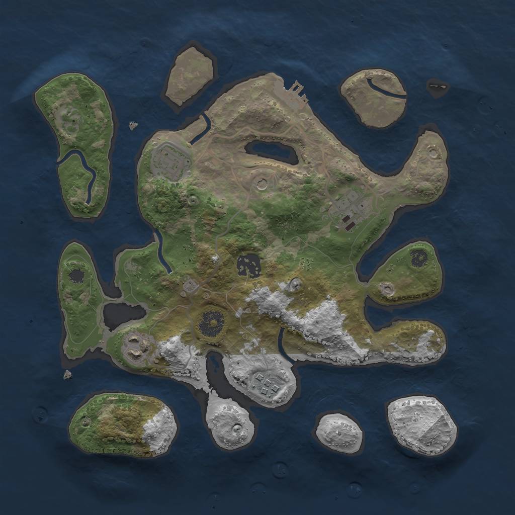 Rust Map: Procedural Map, Size: 3000, Seed: 1278687737, 9 Monuments