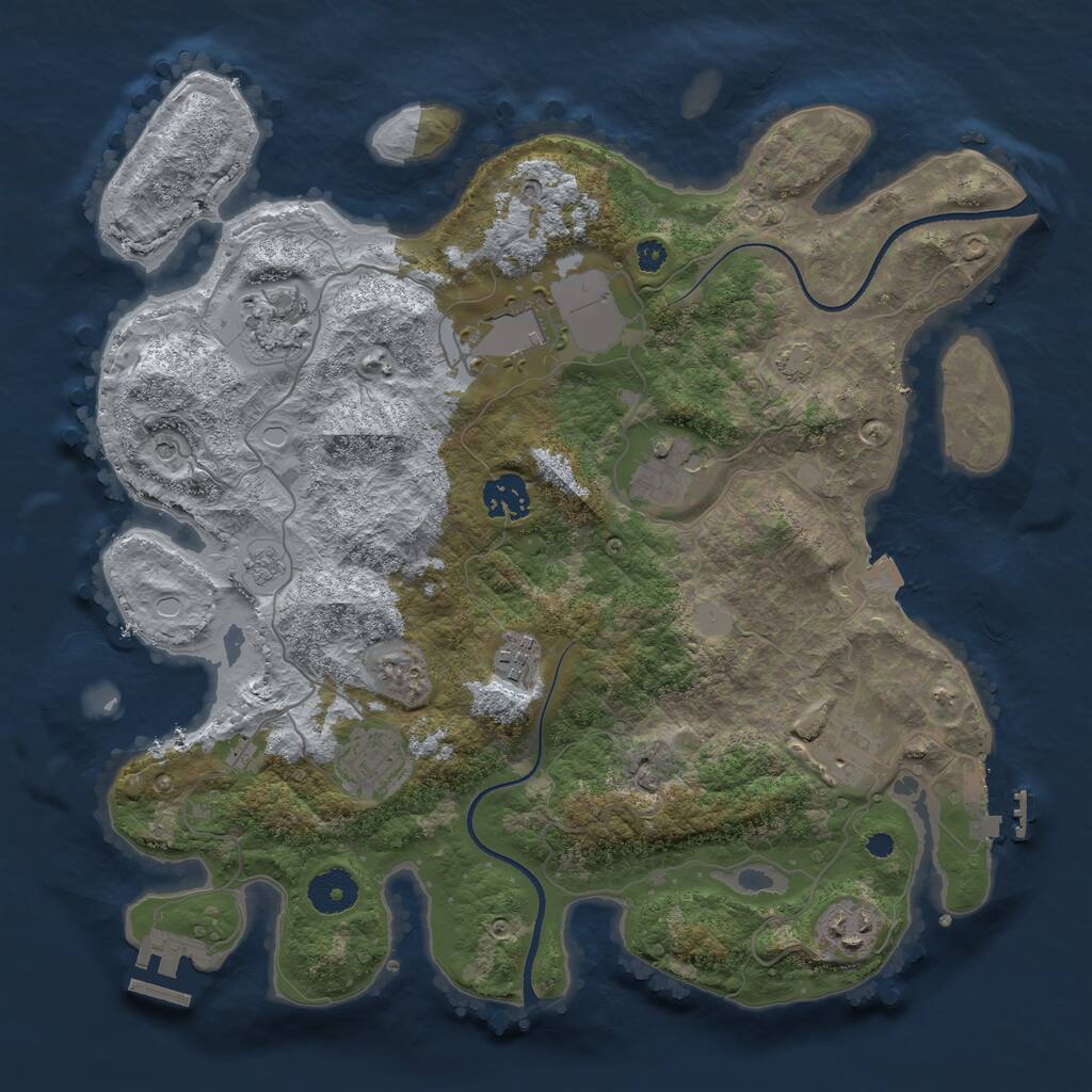 Rust Map: Procedural Map, Size: 3500, Seed: 576593675, 14 Monuments