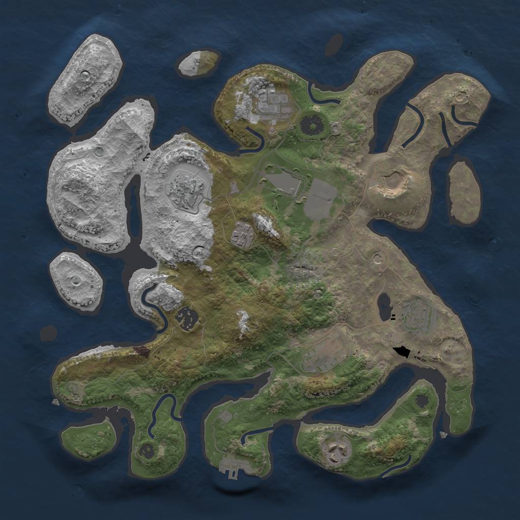 Rust Map: Procedural Map, Size: 3500, Seed: 576593675, 13 Monuments