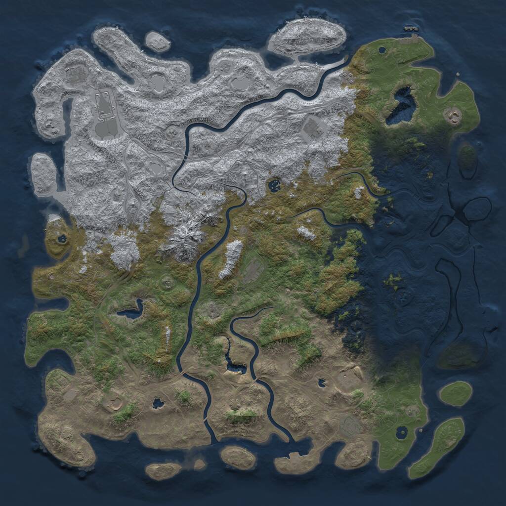 Rust Map: Procedural Map, Size: 6000, Seed: 83789977, 17 Monuments