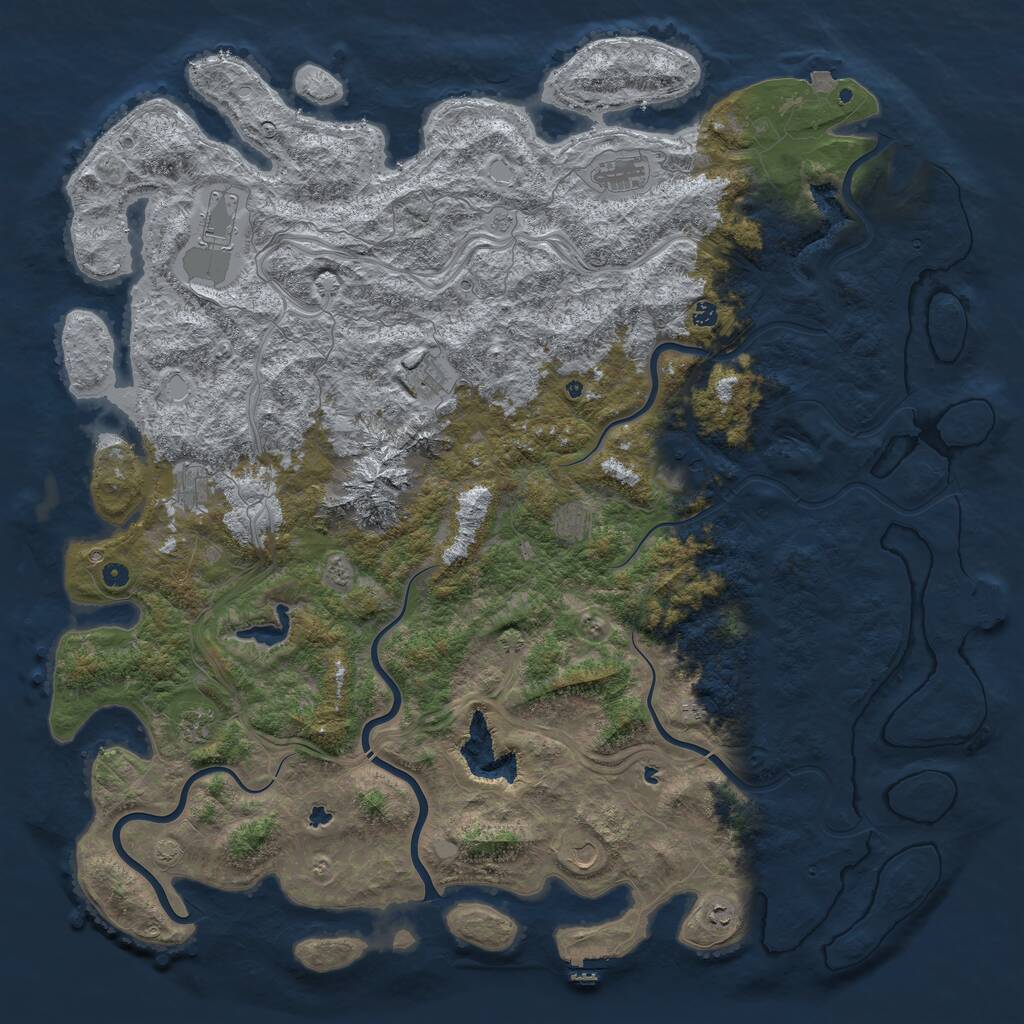 Rust Map: Procedural Map, Size: 6000, Seed: 83789977, 17 Monuments