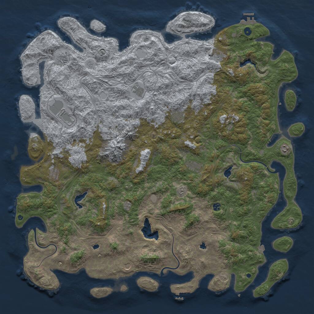 Rust Map: Procedural Map, Size: 6000, Seed: 83789977, 17 Monuments