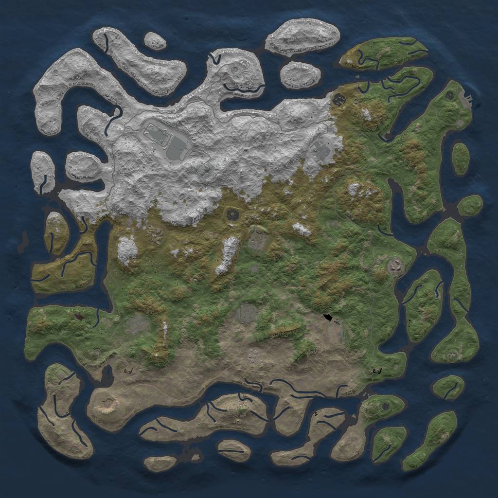 Rust Map: Procedural Map, Size: 6000, Seed: 83789977, 15 Monuments