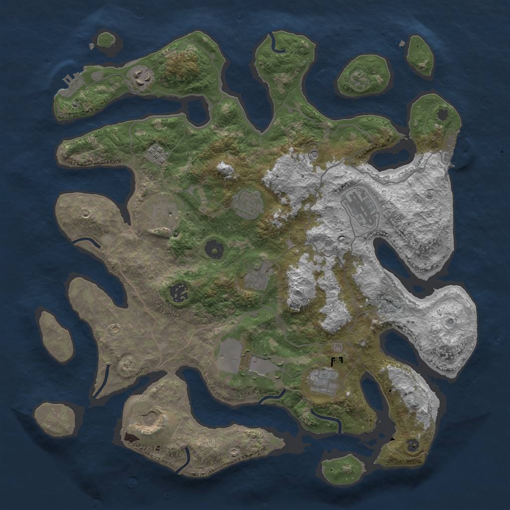 Rust Map: Procedural Map, Size: 4000, Seed: 614738525, 15 Monuments