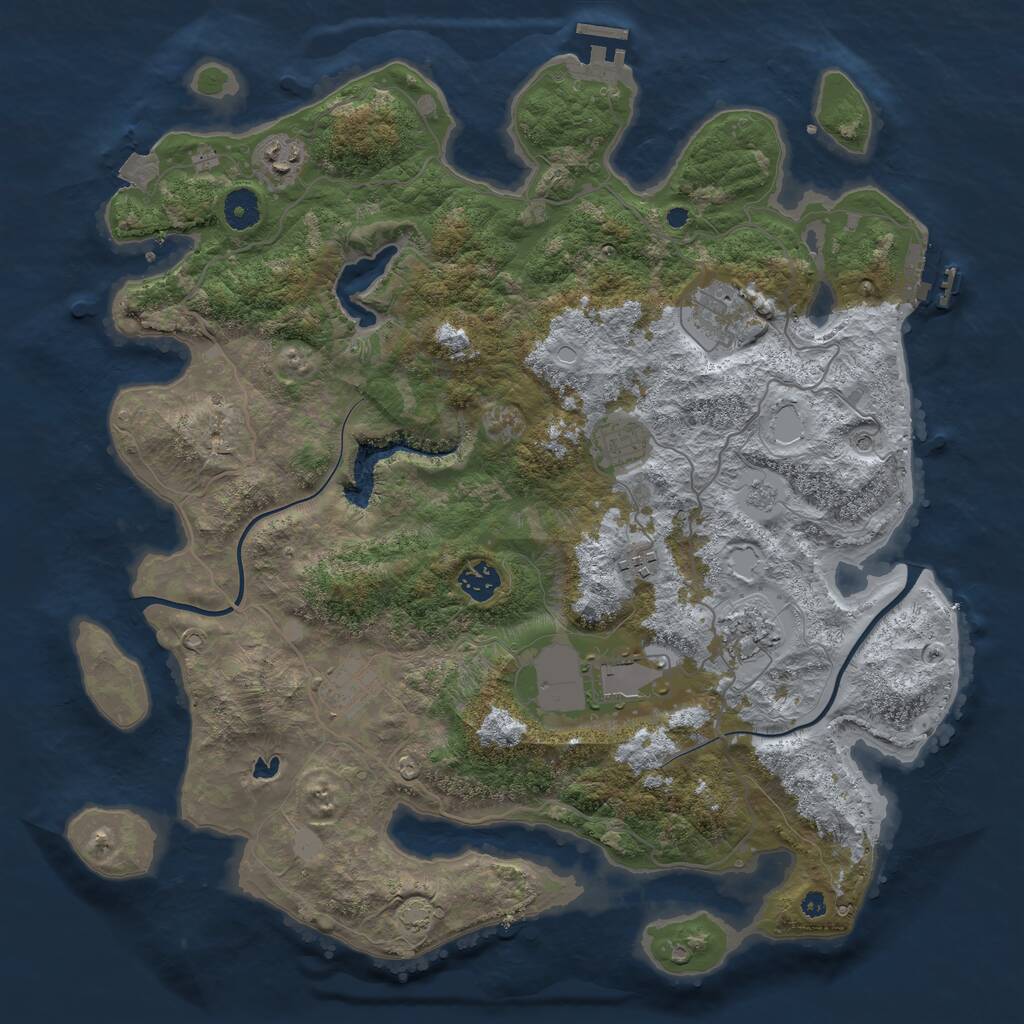 Rust Map: Procedural Map, Size: 4000, Seed: 614738525, 14 Monuments