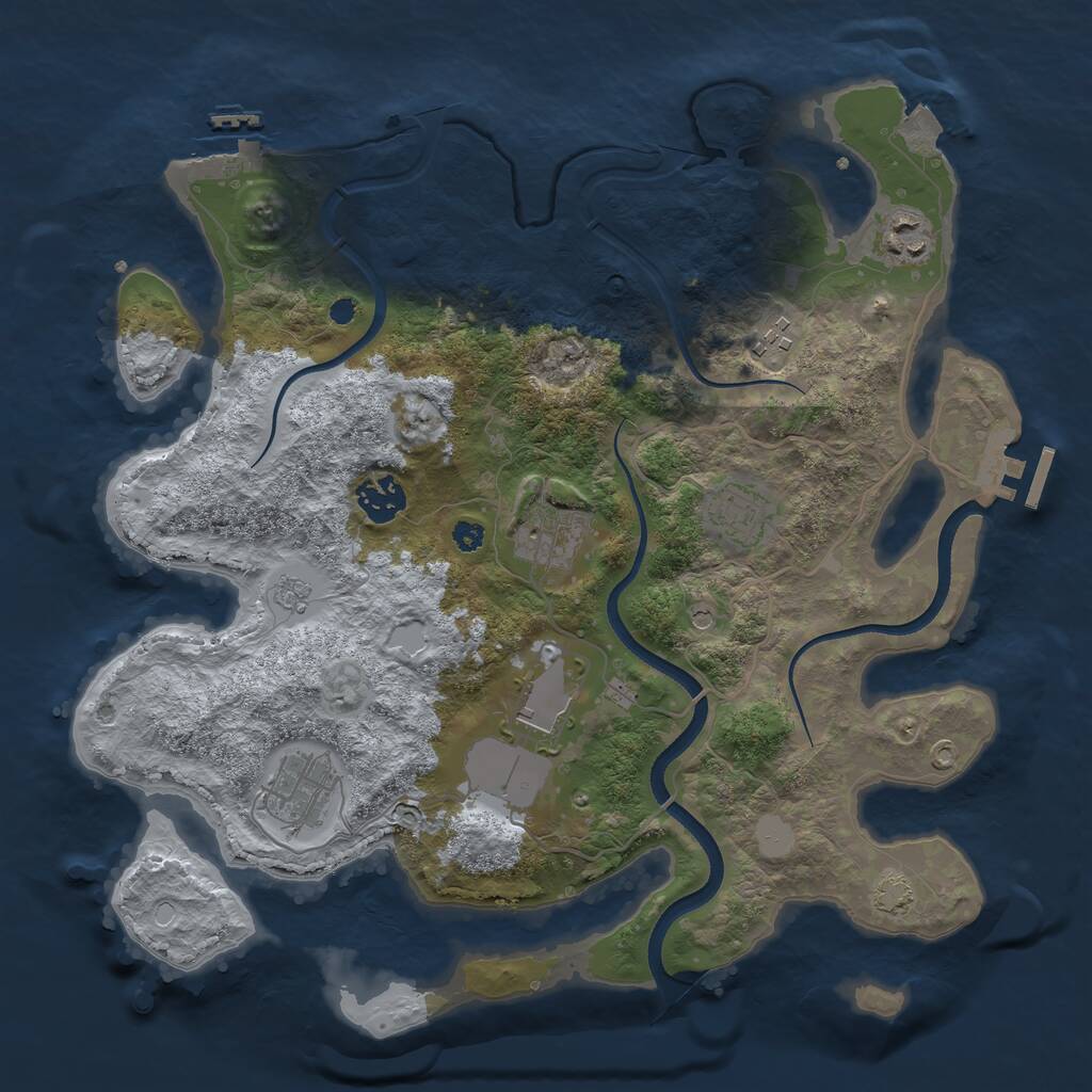 Rust Map: Procedural Map, Size: 3500, Seed: 1700307278, 13 Monuments