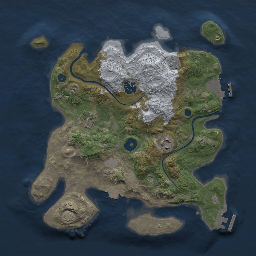 Rust Map: Procedural Map, Size: 3000, Seed: 75820933, 9 Monuments